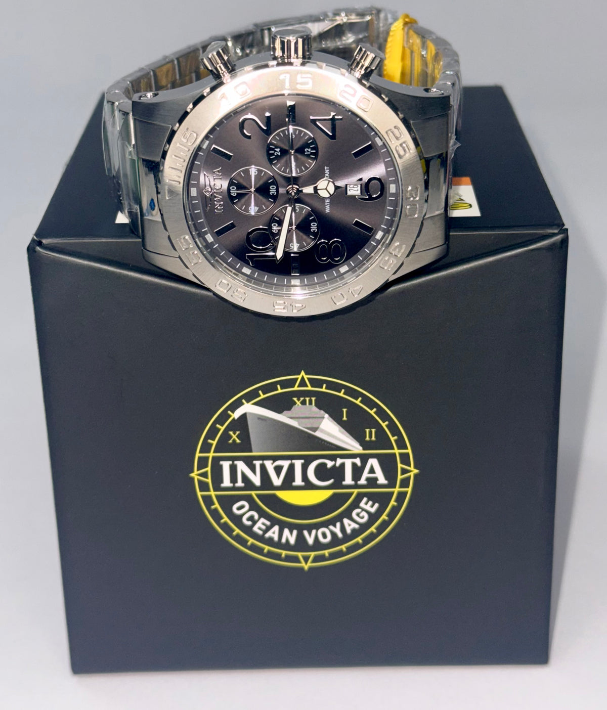 49096 Invicta Specialty Chrono Mens 50mm Case Black Dial Stainless Triple Link