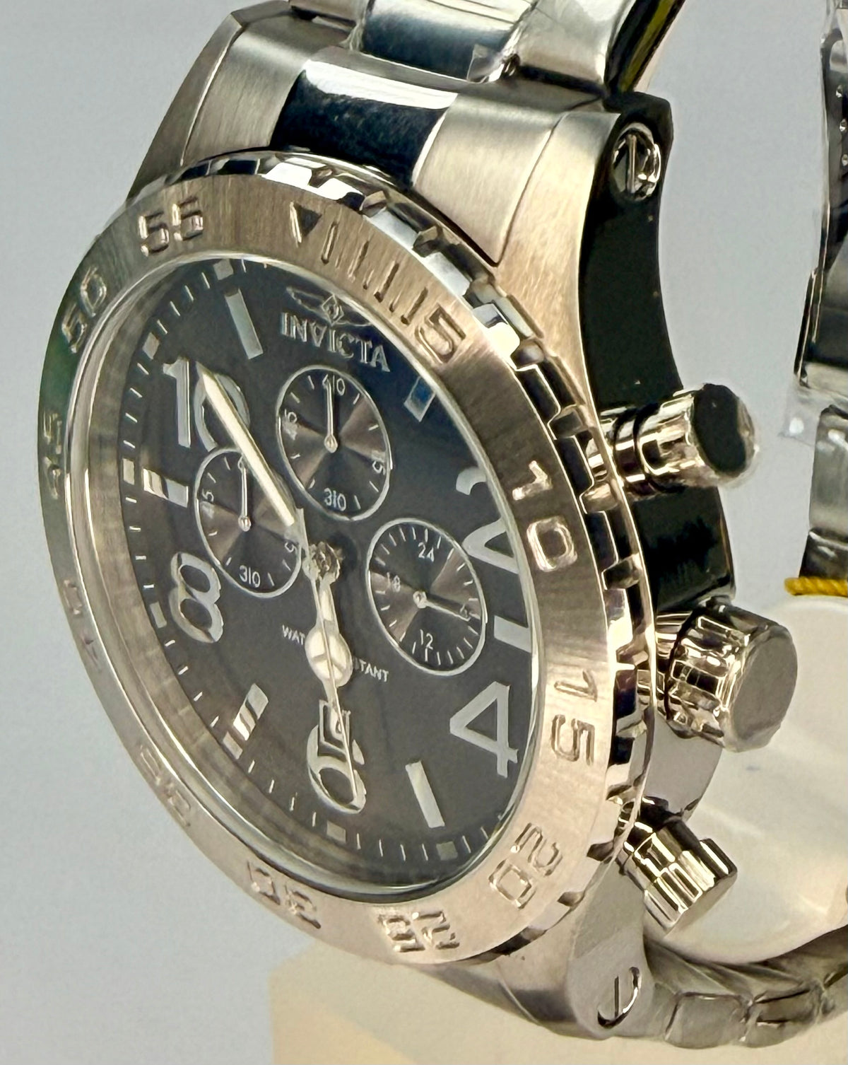49096 Invicta Specialty Chrono Mens 50mm Case Black Dial Stainless Triple Link