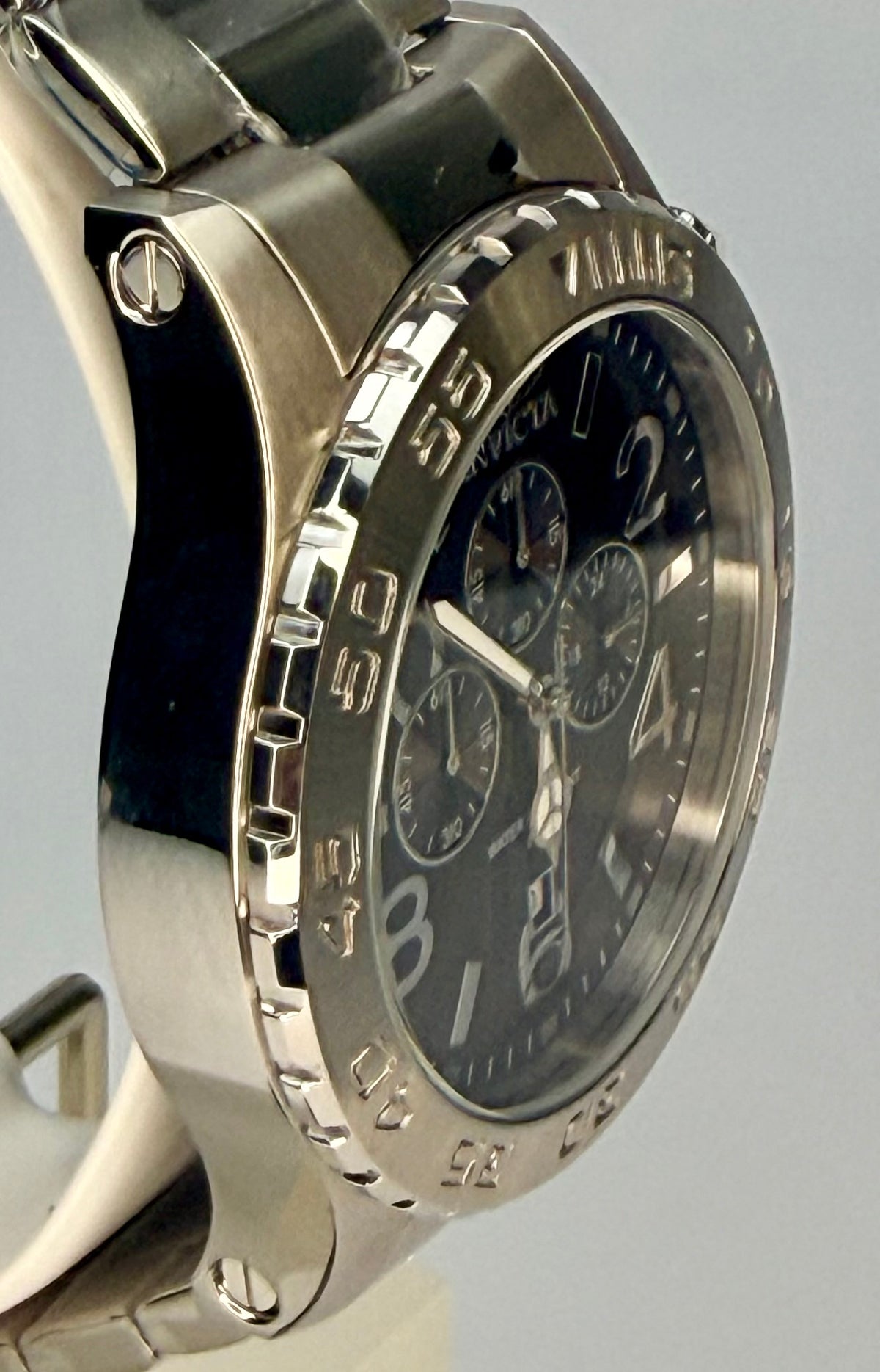 49096 Invicta Specialty Chrono Mens 50mm Case Black Dial Stainless Triple Link