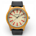 Everwood Kylemore Multi colored Bamboo Quartz Watch 45mm case leather strap