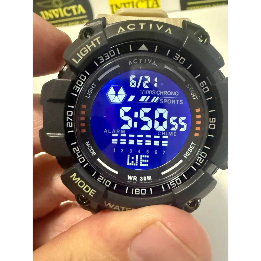 Activa Strike X By Invicta ACW8020-002 Digital 56mm Desert Storm Beige Mens Watch