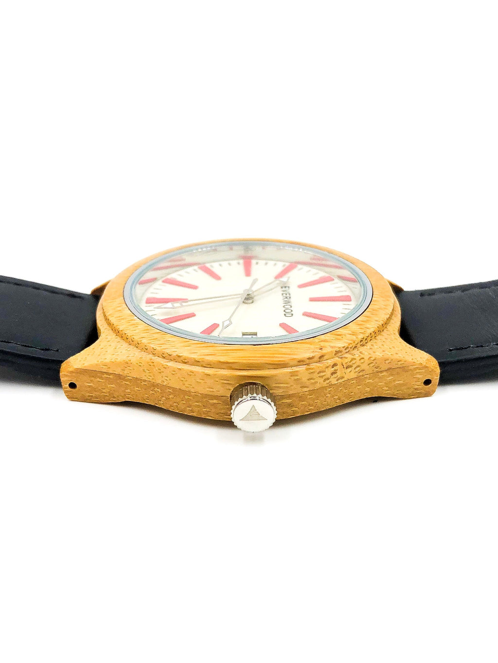 Everwood Kylemore Multi colored Bamboo Quartz Watch 45mm case leather strap