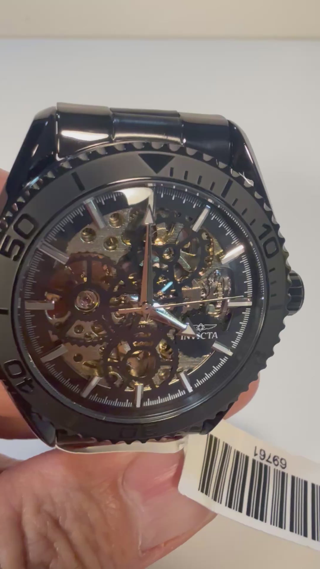 69507 Invicta Objet D Art Automatic Men Black Skeleton Dial Watch 41mm WR 30m video