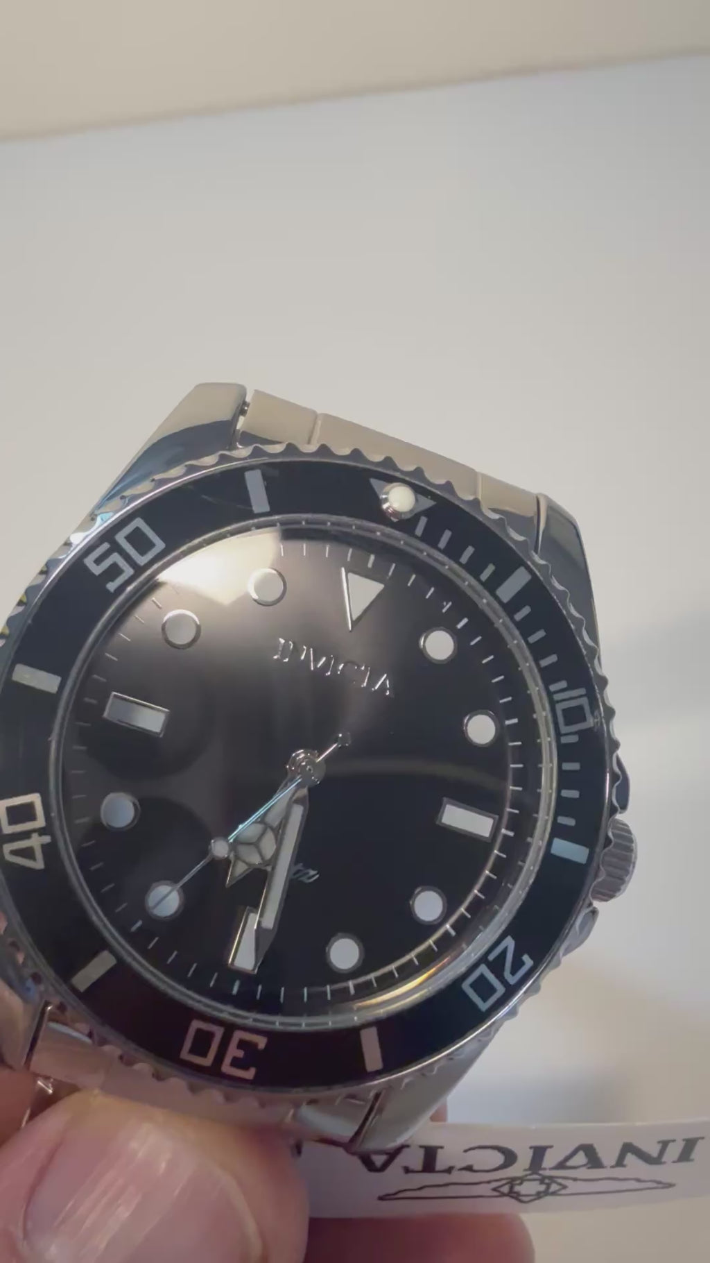 69401 Invicta Mens Pro Diver Vitreos Stainless Steel Bracelet Black Dial 42mm video