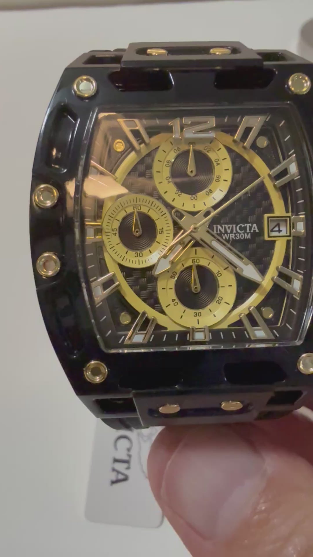 Invicta 70148 S1 Rally 48mm Black and Gold Chronograph Quartz Silicone Strap