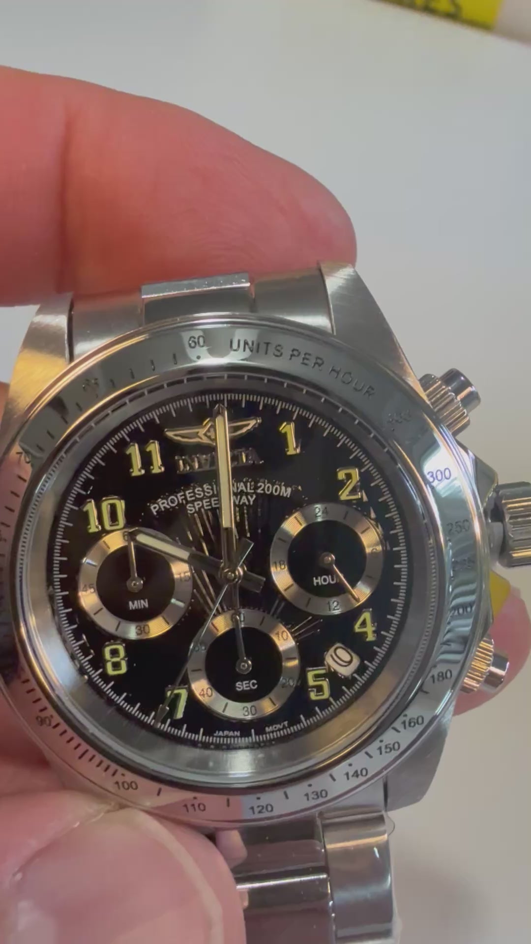 Invicta Speedway Torvane 17025 Men 39.5mm Chrono Steel Watch Black Textured Dial