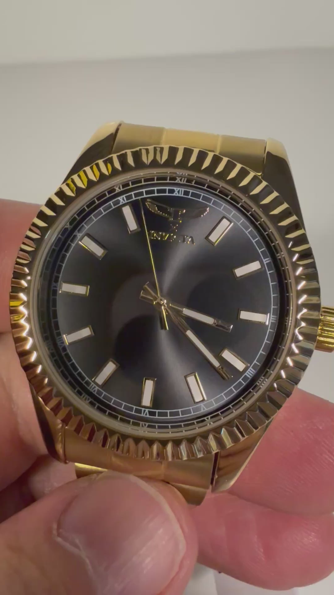 69006 Invicta Specialty I Black Dial Yellow Gold Tone 40mm Stainless Mens Watch VIDEO