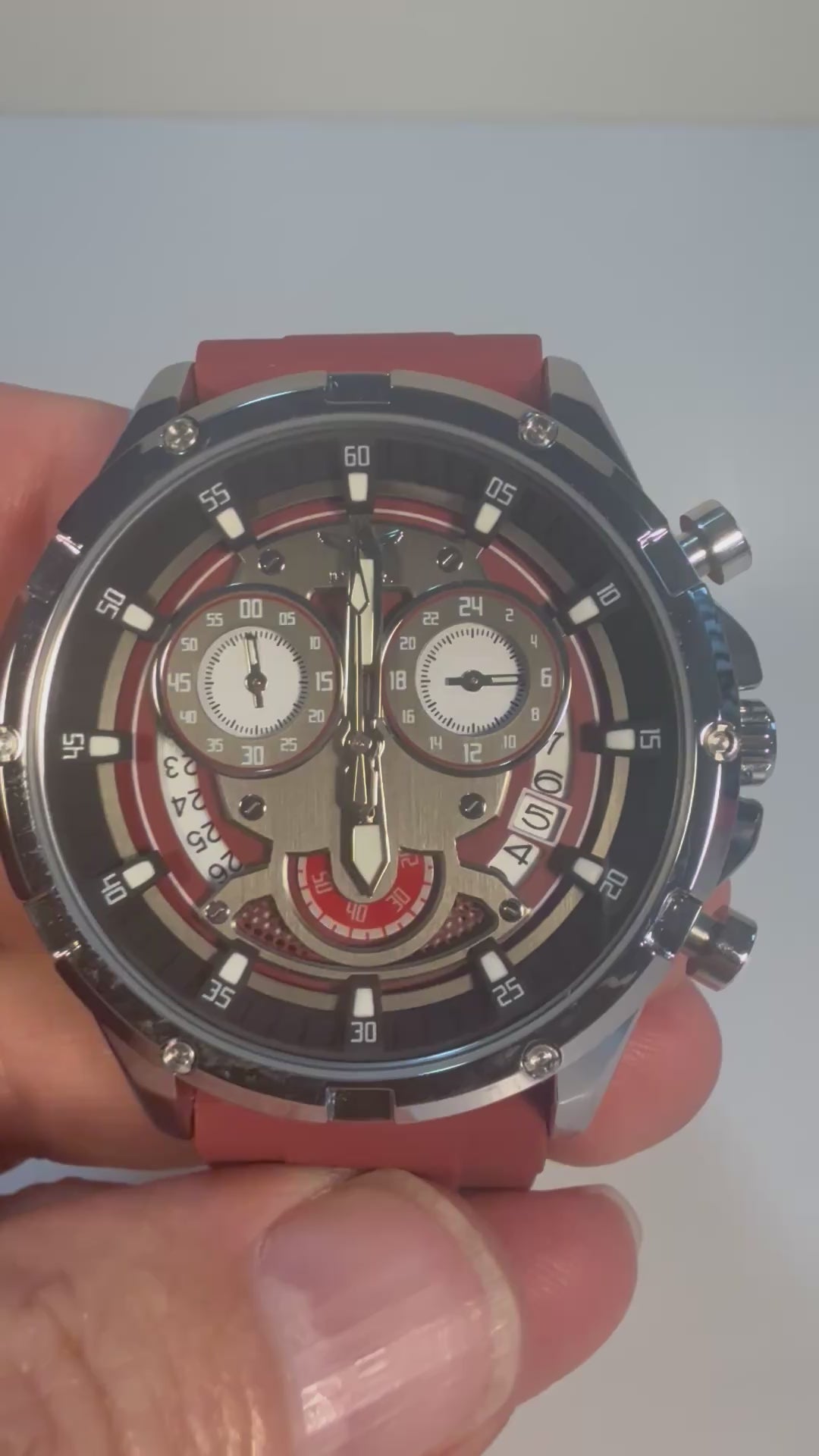 69879 Invicta S1 Rally Mens Watch 44mm Red Dial Stainless Steel Silicone Strap