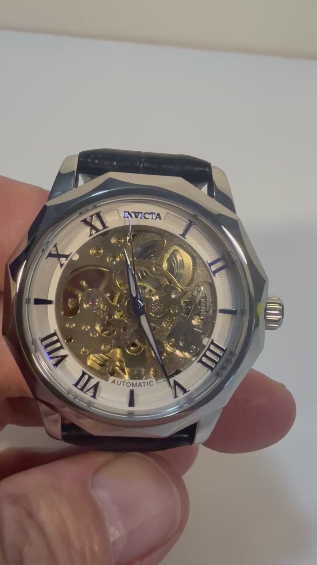 69127 Invicta Objet D Art Epigraph Automatic Skeleton Dial Black Leather video