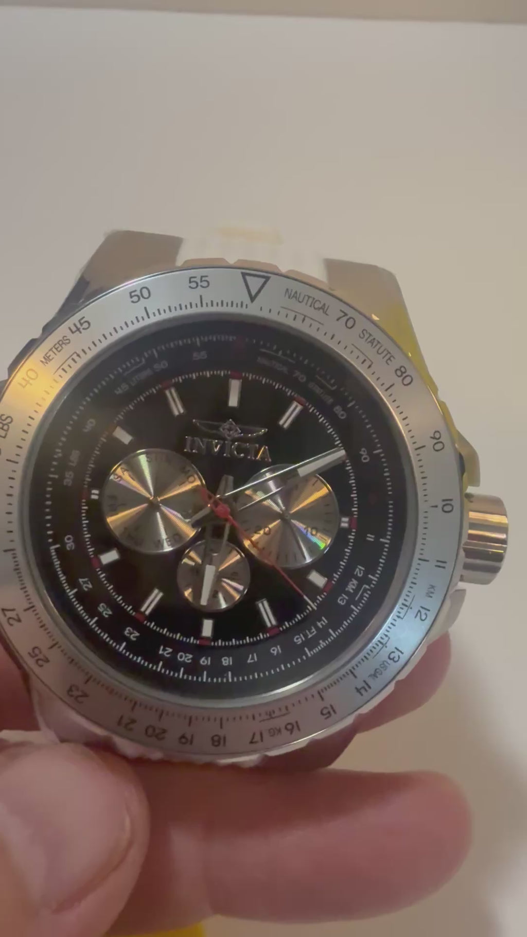 Invicta Aviator  Mens White Silicone Chronograph 50mm