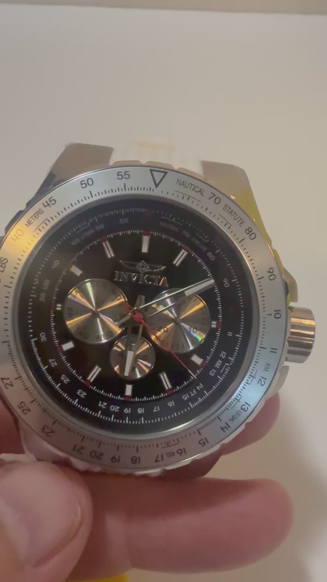 Invicta Aviator  Mens White Silicone Chronograph 50mm