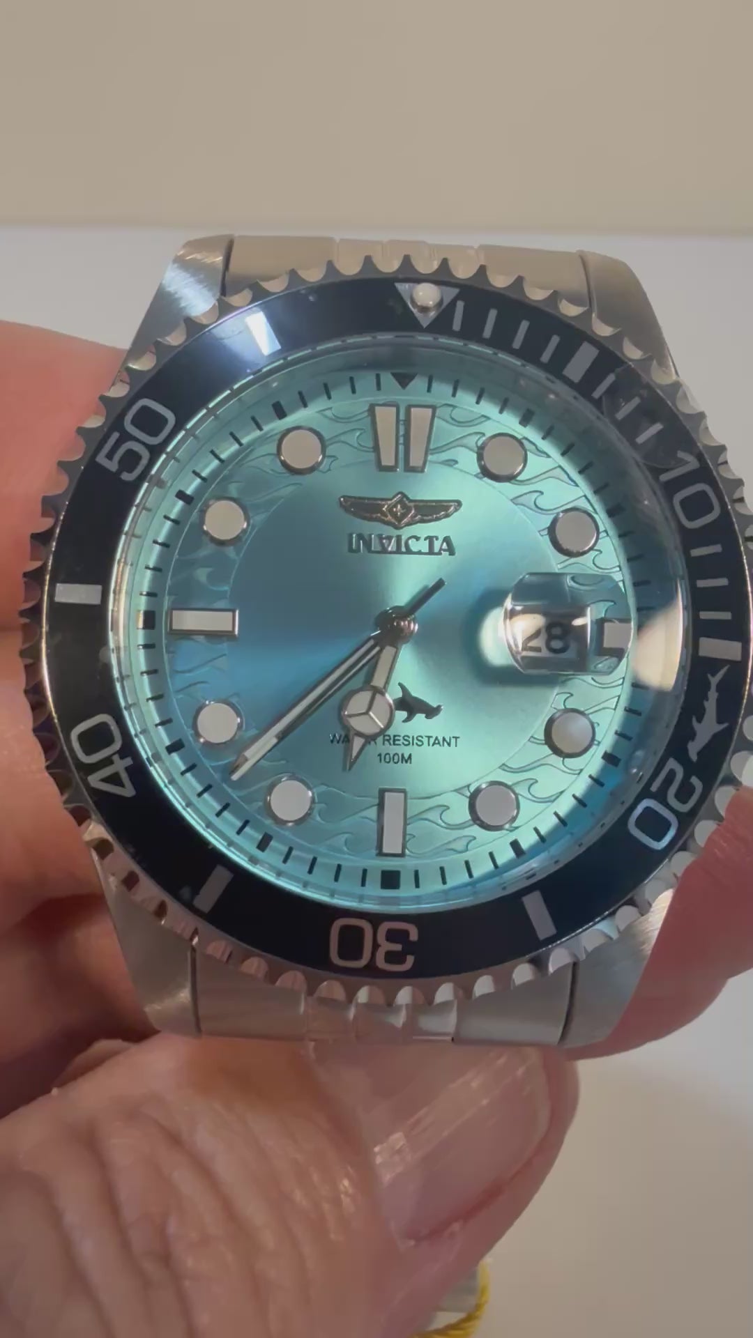 50804 Mens Pro Diver 100m WR Screw Down Crown 43mm Case Steel Bracelet Blue Dial
