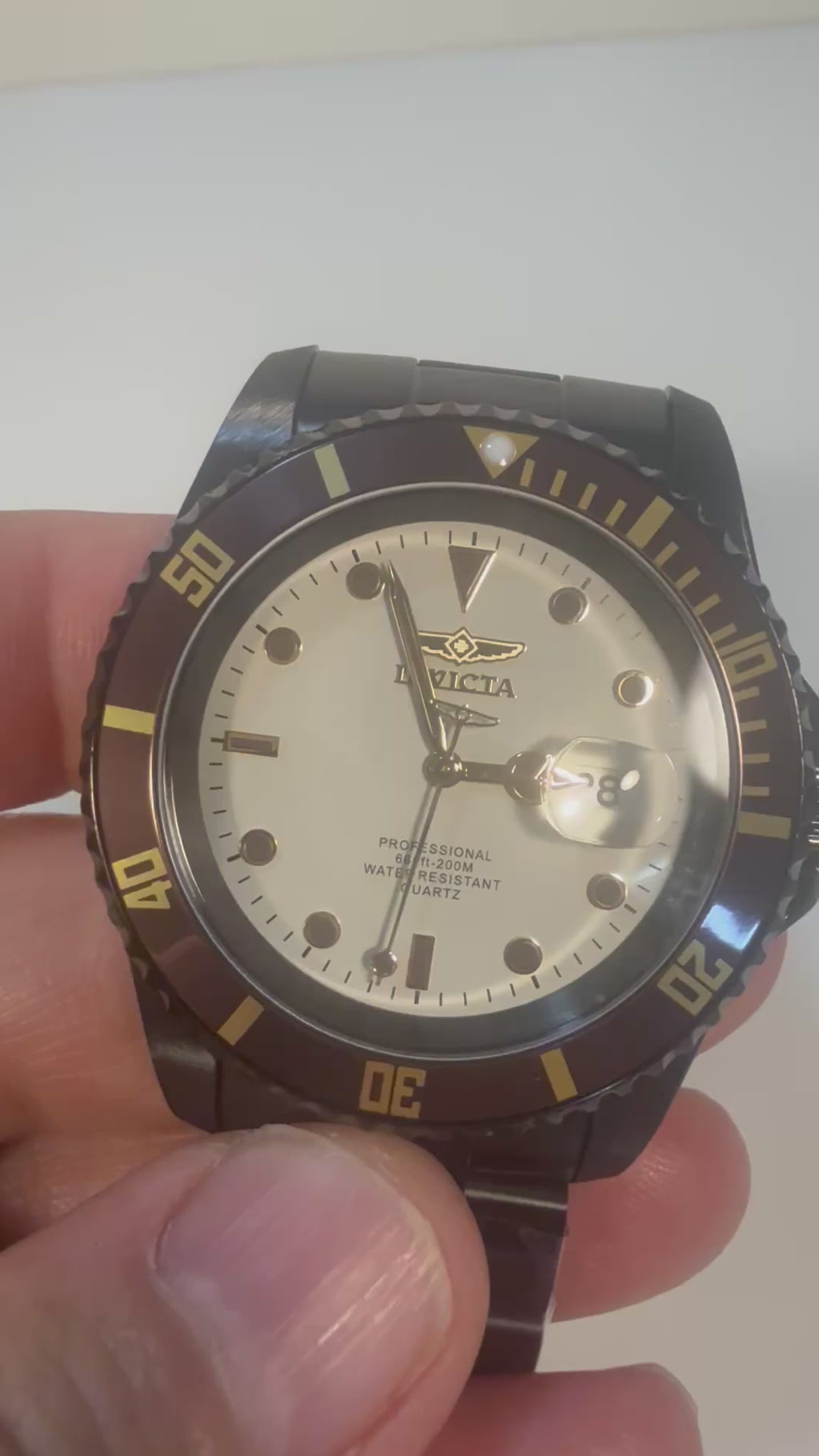 50531 Invicta Mens Pro Diver Vectide Chocolate and White Dial 42mm Stainless Steel Watch 200M	video