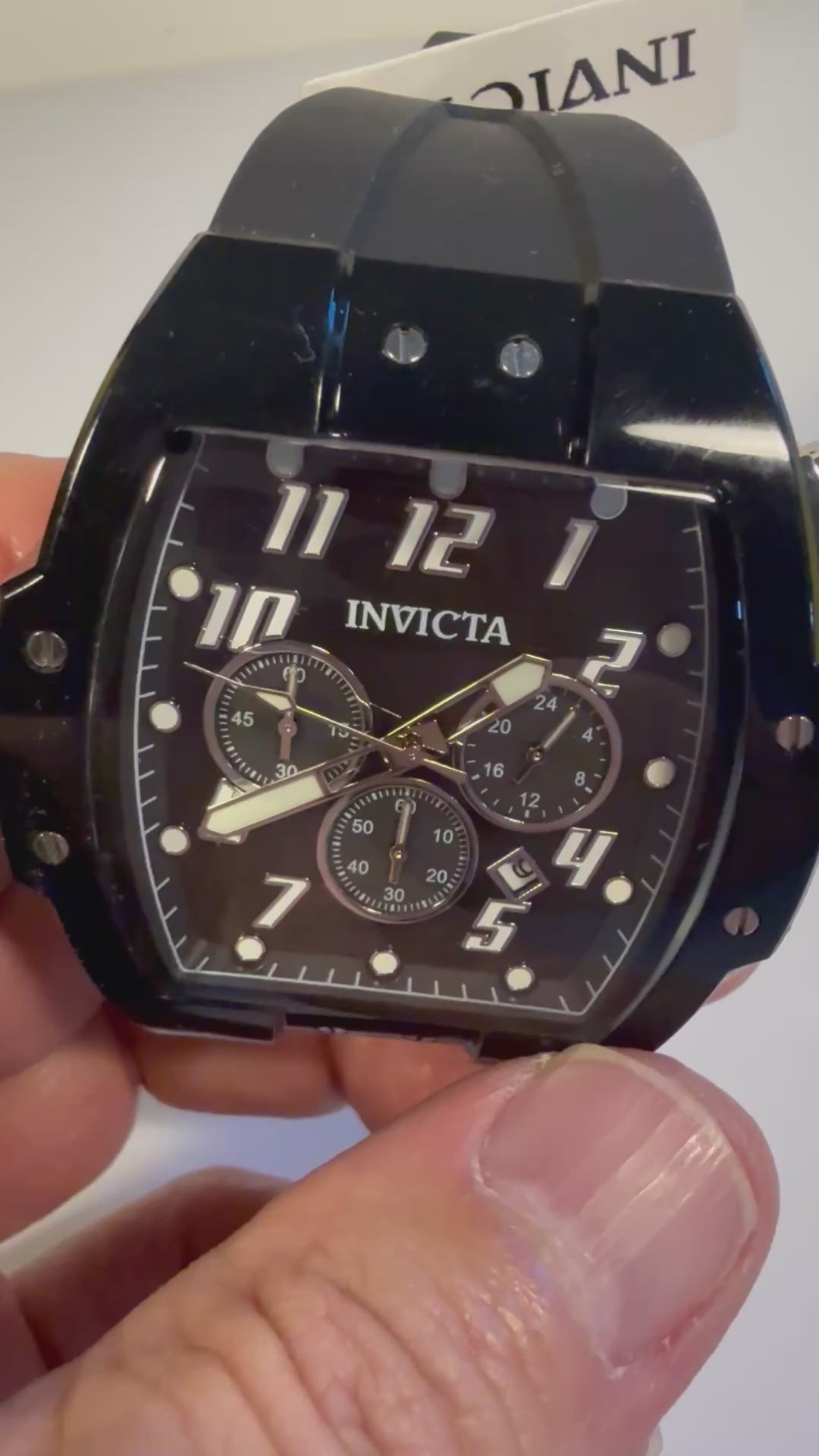 45480 Invicta S1 Rally Chronograph 47 mm Black Smoke Dial Mens Tonneau Watch NIB video